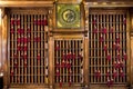 VENICE Ã¢â¬â ITALY- APRIL 6, 2017: Key ring of the reception desk with keys and red tassels Royalty Free Stock Photo